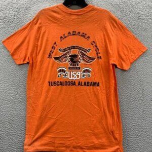 VINTAGE 80s Harley Davidson T Shirt Mens XL Single Stitch Bald Eagle Rare Orange